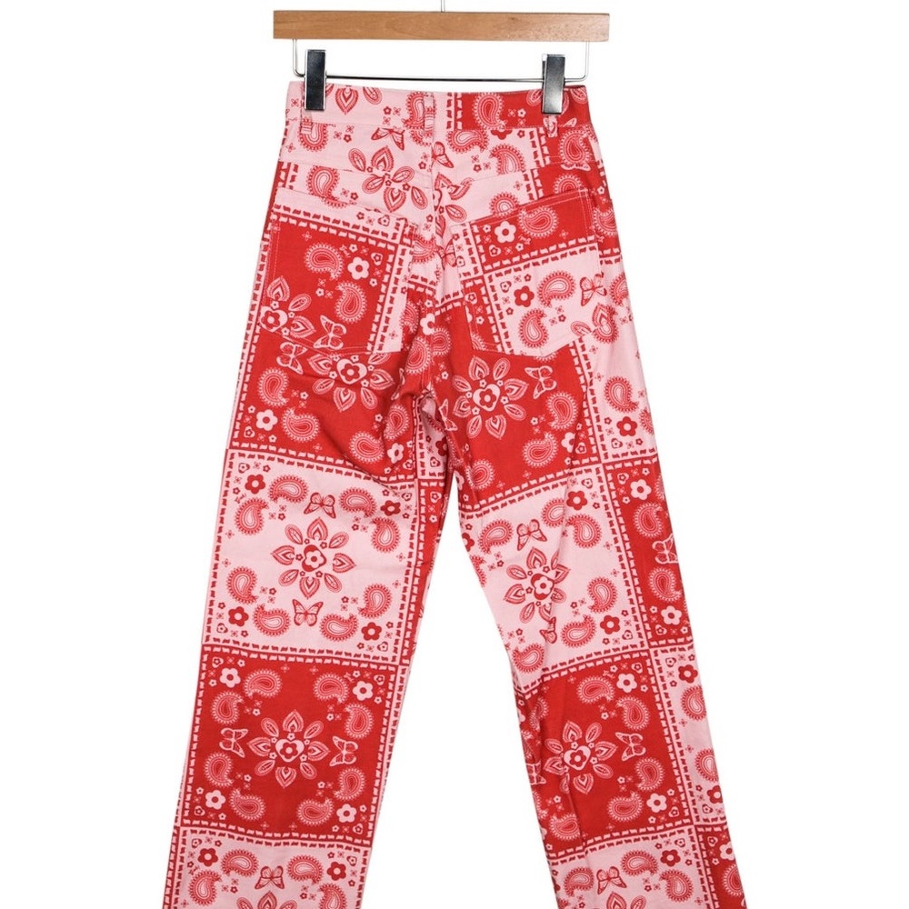 Lisa Says Gah Robyn Jean Butterfly Bandana Print Red Pink sz 28 - Picture 2 of 5